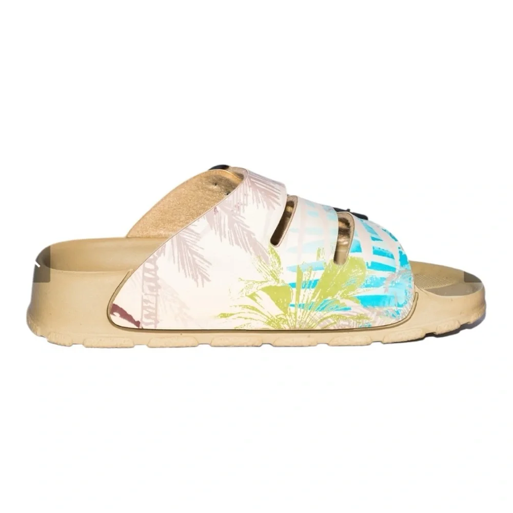 Birkenstock/ Birkis Kids/Boys Tan/Blue Sansibar Slides/Skip On Sandals | NEW/NWT